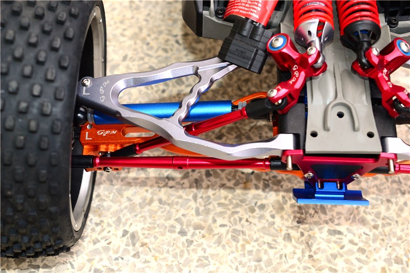 GPM Paraurti Anteriore In Alluminio Rosso Per Traxxas Rustler VXL / Bandit (1/10) - Ricambio Upgrade RUS003F-R