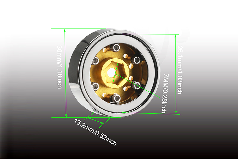 Brass 1.0 Beadlock Wheels For 1/18 TRX4M 1/24 SCX24 FCX24 RC Crawlers - 40g Each